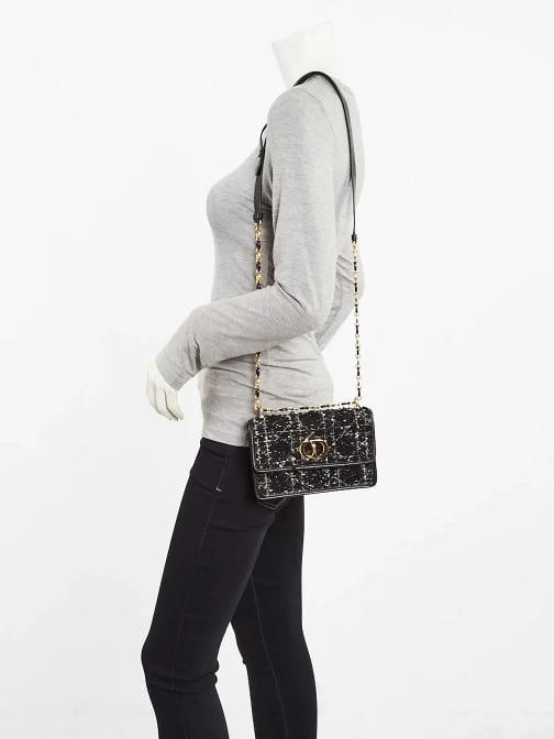 Christian Dior Black/White Tweed/Leather Miss Caro Mini Crossbody Bag - 2