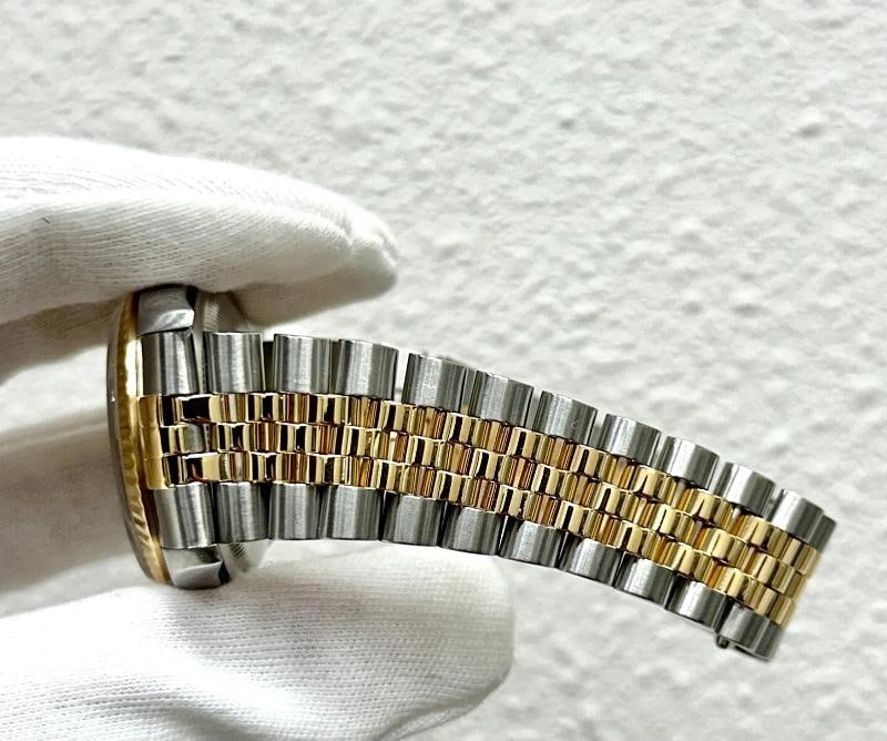 Rolex Datejust 16233 36mm Champagne Tapestry Dial 18k Gold Steel Box Paper - 5