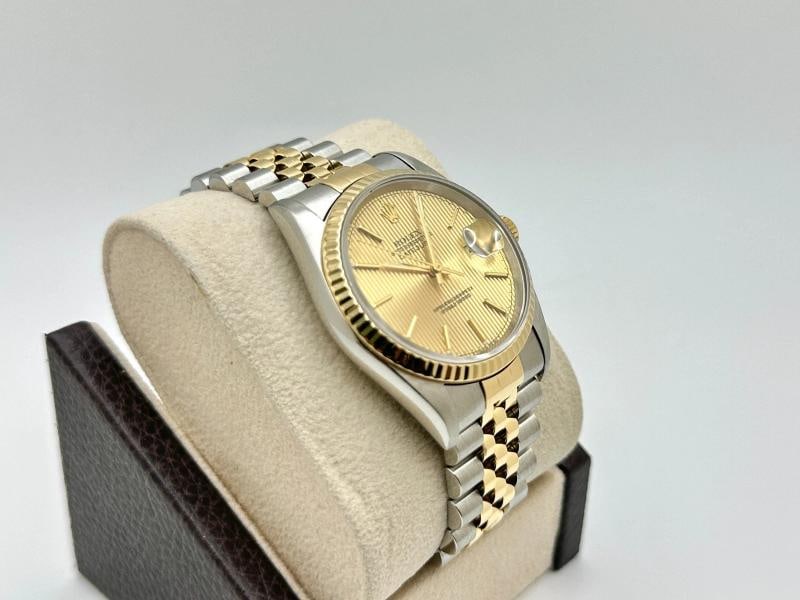 Rolex Datejust 16233 36mm Champagne Tapestry Dial 18k Gold Steel Box Paper - 7
