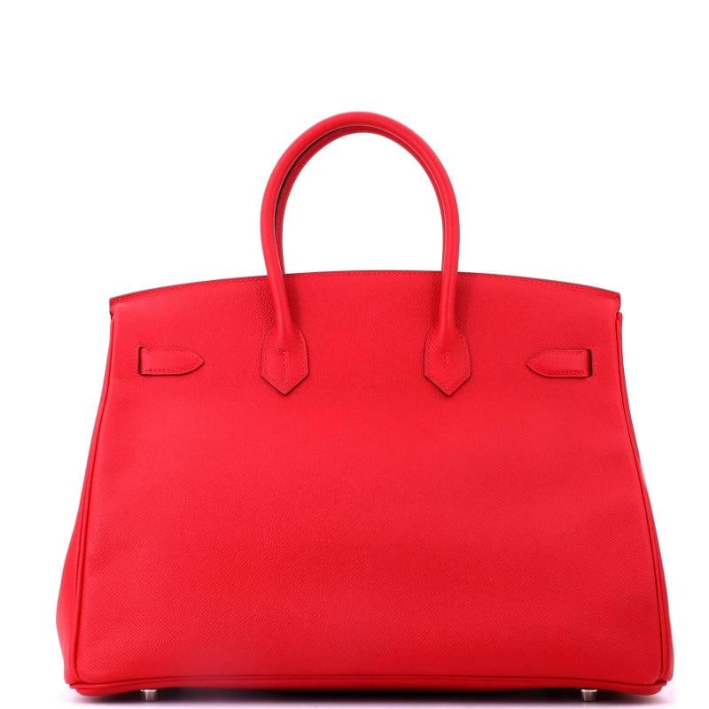 Hermes Birkin Handbag Red Epsom with Palladium Hardware 35 - 3