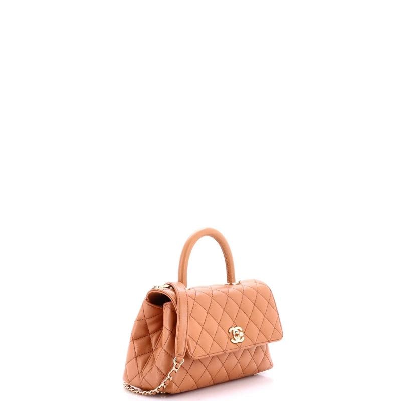 Chanel Coco Top Handle Bag Quilted Caviar with Lizard Embossed Handle Mini - 2