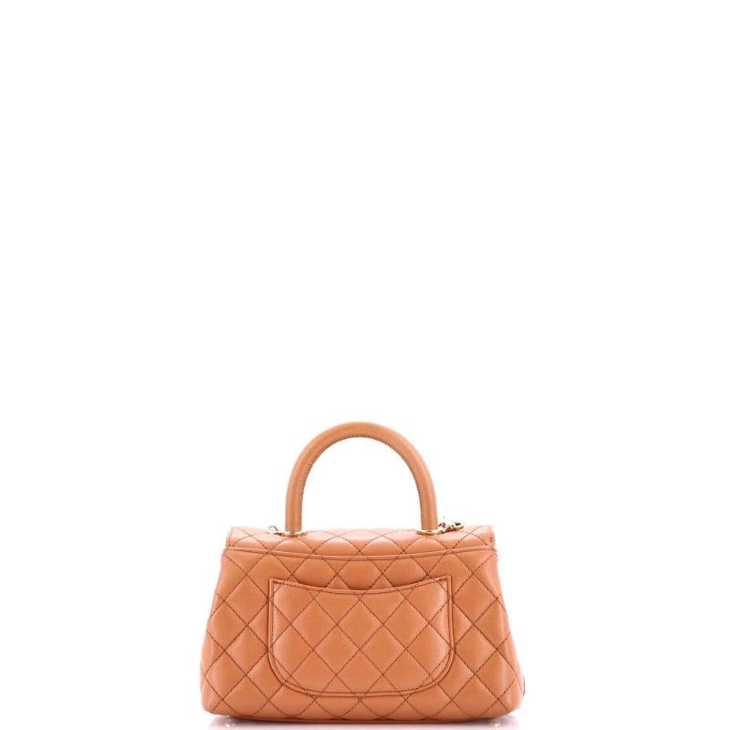Chanel Coco Top Handle Bag Quilted Caviar with Lizard Embossed Handle Mini - 3