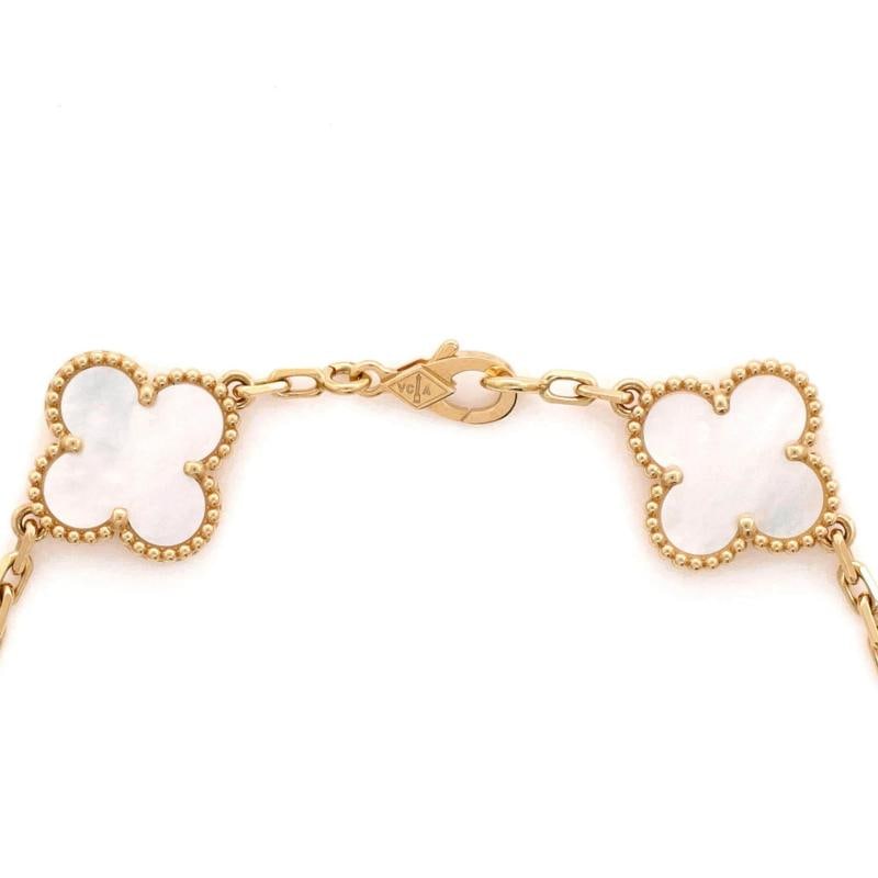 Van Cleef & Arpels Vintage Alhambra 5 Motifs Bracelet 18K Yellow Gold and Mother - 4