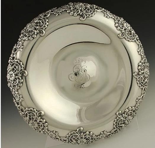 2 Antique Tiffany Sterling Silver Floral Compotes circa 1905 - 2