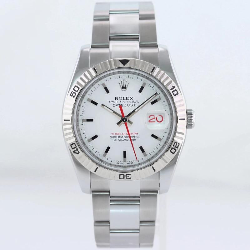 MINT Rolex 116264 DateJust Turn-O-Graph Steel White Gold Fluted Bezel Watch Box - 2