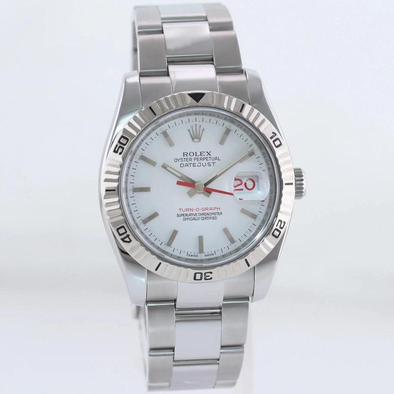 MINT Rolex 116264 DateJust Turn-O-Graph Steel White Gold Fluted Bezel Watch Box - 3