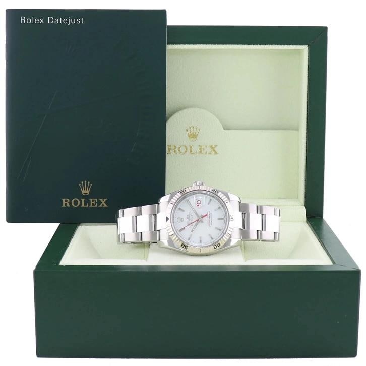 MINT Rolex 116264 DateJust Turn-O-Graph Steel White Gold Fluted Bezel Watch Box - 8