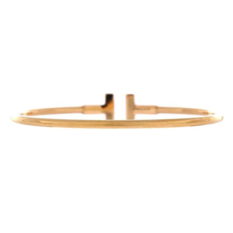 Tiffany & Co. T Wire Bracelet 18K Rose Gold with Diamonds - 3