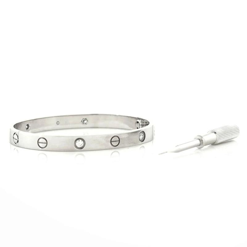 Cartier Love 4 Diamond Bracelet 18K White Gold and Diamonds - 3