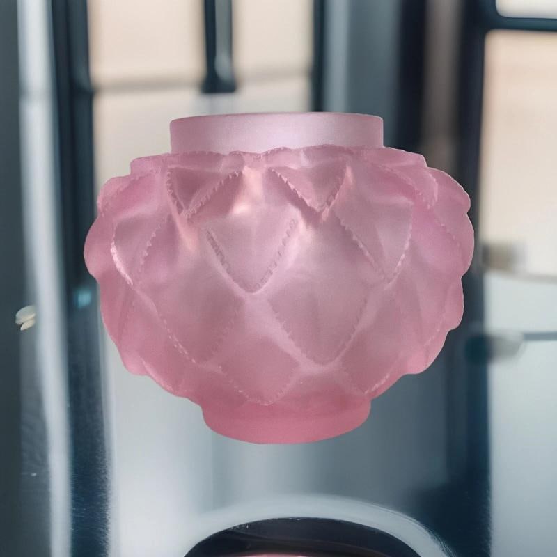 Xl Lalique Style Crystal Pink Cactus Style Vase H8Ã¢â‚¬Â? Heavy Art G - 3