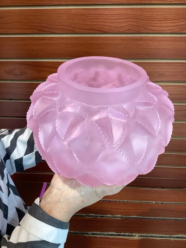 Xl Lalique Style Crystal Pink Cactus Style Vase H8Ã¢â‚¬Â? Heavy Art G - 5