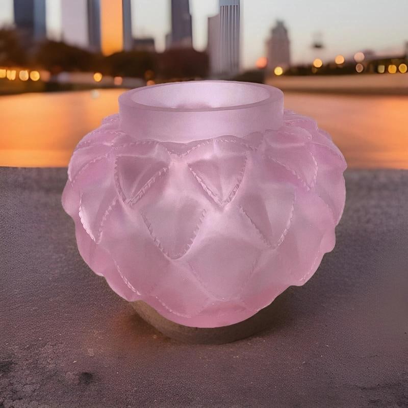 Xl Lalique Style Crystal Pink Cactus Style Vase H8Ã¢â‚¬Â? Heavy Art G - 6