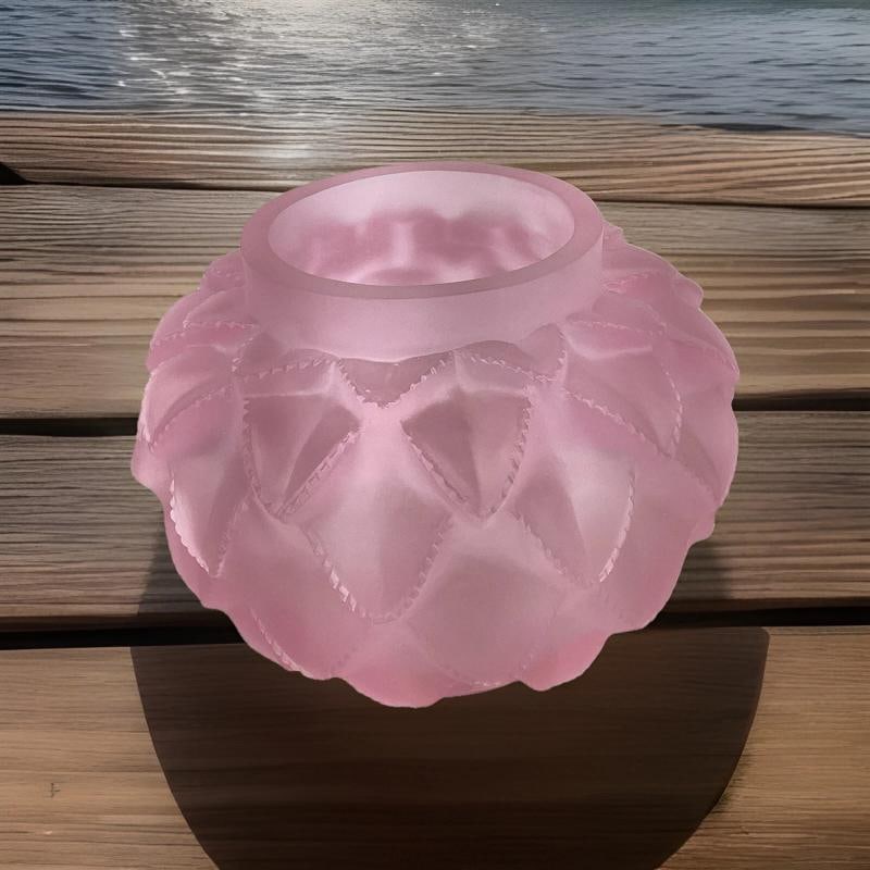 Xl Lalique Style Crystal Pink Cactus Style Vase H8Ã¢â‚¬Â? Heavy Art G - 7