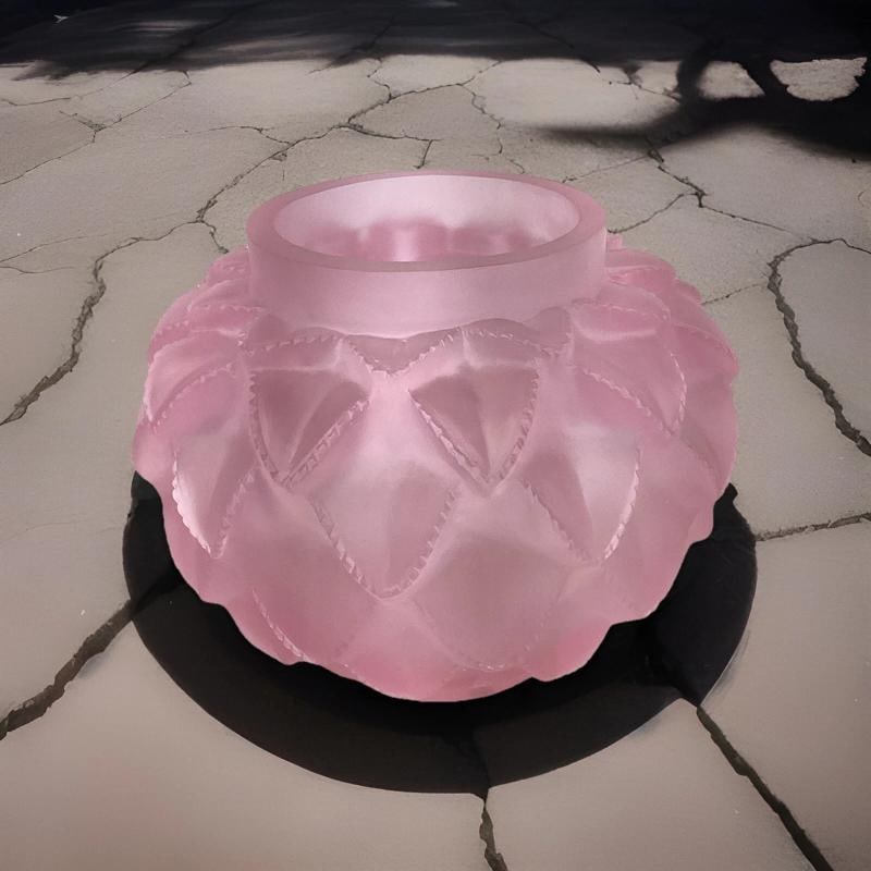 Xl Lalique Style Crystal Pink Cactus Style Vase H8Ã¢â‚¬Â? Heavy Art G - 8