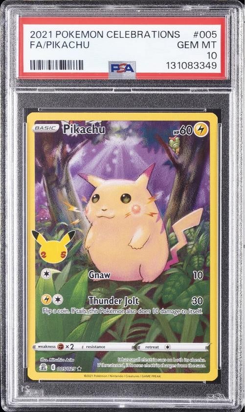 2021 POKEMON CELEBRATIONS #005 FULL ART/PIKACHU PSA 10: Condition: Graded - PSA 10: Professionally graded ,Graded: Yes,Set: 2021 POKEMON CELEBRATIONS,Game: PokÃƒÂ©mon TCG,Character: FULL ART/PIKACHU,Card Name: FULL ART/PIKACHU,Grade: 10