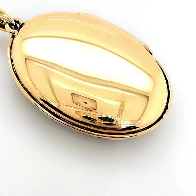 Blue Enamel & Diamonds Locket Pendant in 18kt Yellow Gold - 8