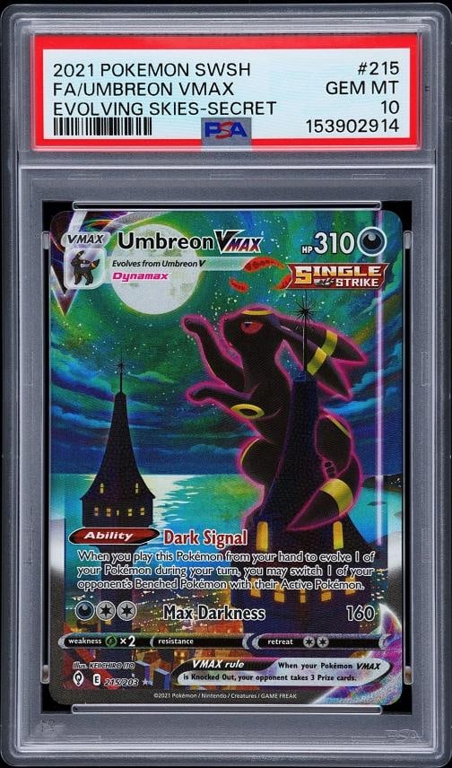 2021 POKEMON SWORD & SHIELD EVOLVING SKIES SECRET FULL ART/UMBREON VMAX PSA 10 (1 of 2)
