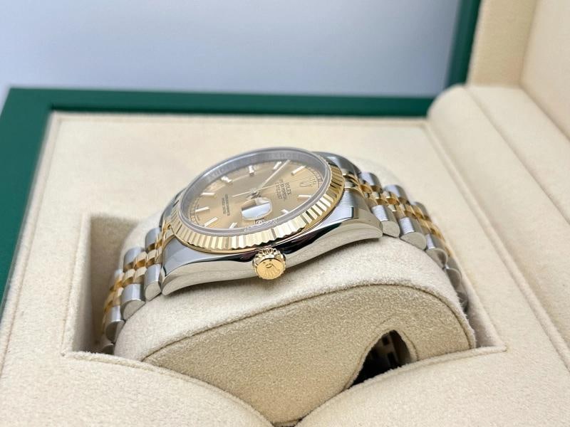 2015 Rolex Datejust 116233 36mm Champagne Dial 18k Yellow Gold Steel Box Paper - 4