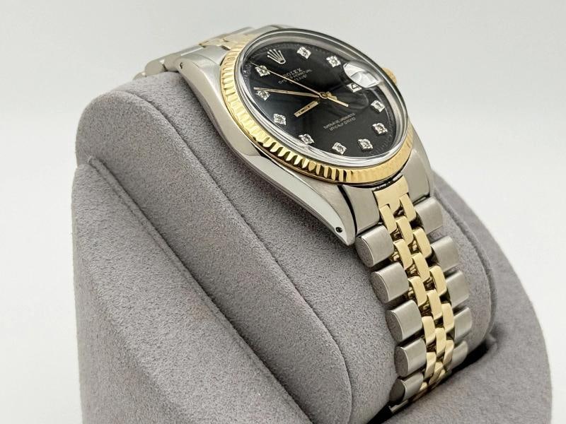 Rolex Datejust 1603 36mm Black Diamond Dial 14k Yellow Gold Stainless Steel - 2
