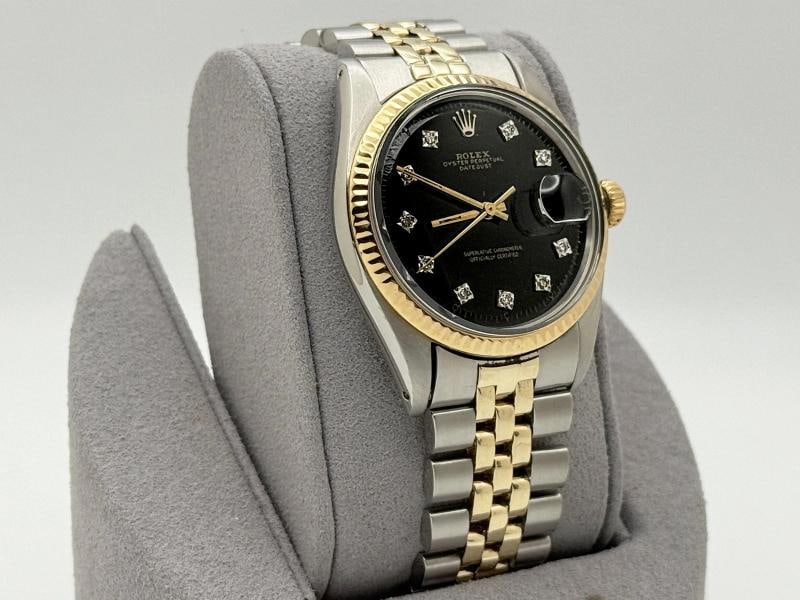 Rolex Datejust 1603 36mm Black Diamond Dial 14k Yellow Gold Stainless Steel - 3