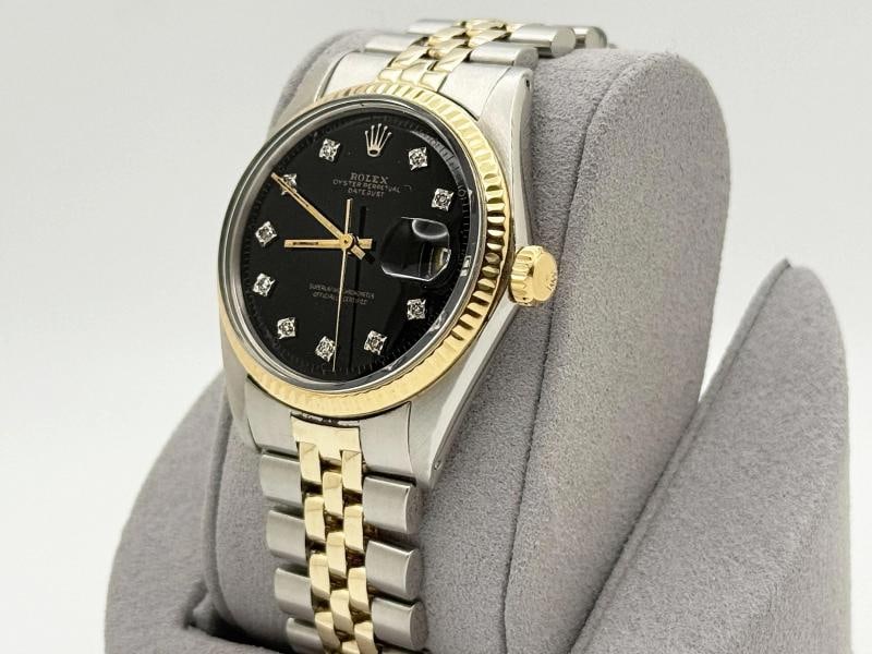 Rolex Datejust 1603 36mm Black Diamond Dial 14k Yellow Gold Stainless Steel - 5