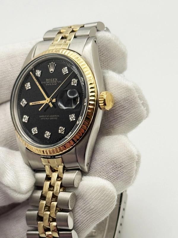 Rolex Datejust 1603 36mm Black Diamond Dial 14k Yellow Gold Stainless Steel - 6