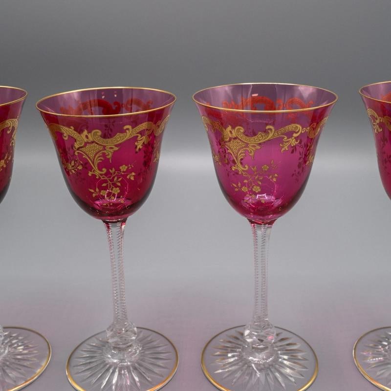 Set Of 4~ Saint-Louis Crystal Wine Glasses - 3