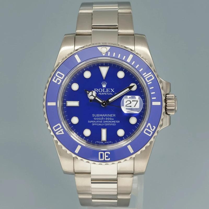 MINT Rolex Submariner Smurf 116619 White Gold Blue 40mm Ceramic Watch Box - 2
