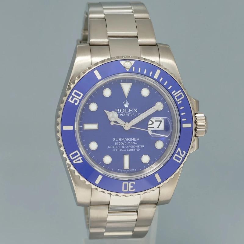 MINT Rolex Submariner Smurf 116619 White Gold Blue 40mm Ceramic Watch Box - 3