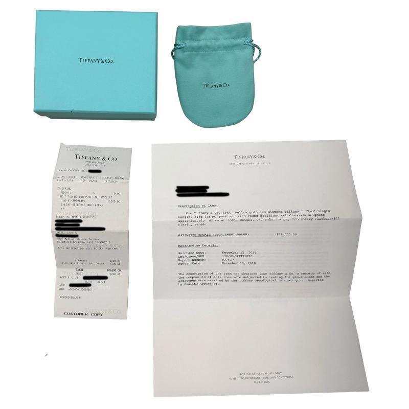 Tiffany & Co. Yellow Gold Diamond Tiffany T Hinged Bangle Bracelet - 6