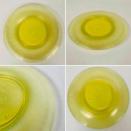 8 Signed Louis Comfort Tiffany Makers Favrile Onionskin 9" Uranium Glass Plates - 7