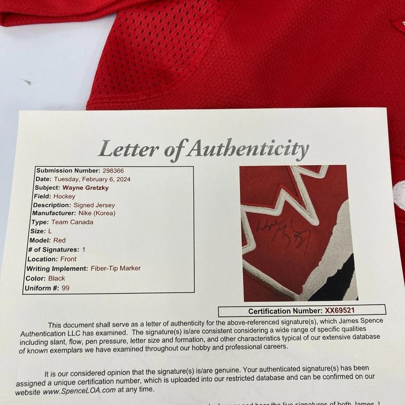 Wayne Gretzky Signed Team Canada Authentic Nike Olympic Jersey JSA COA - 6