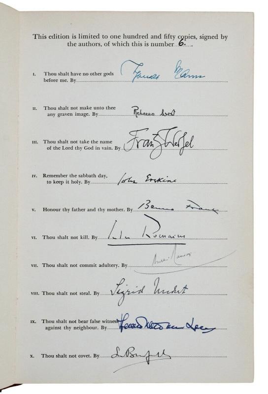 The Ten Commandments SIGNED by THOMAS MANN ~ ELEANOR ROOSEVELT COPY ~ 1944 WWII - 7