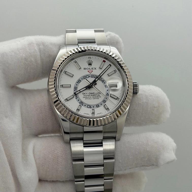 Rolex Sky Dweller 326934 42mm White Dial 18k Gold Stainless Steel Box Paper - 3
