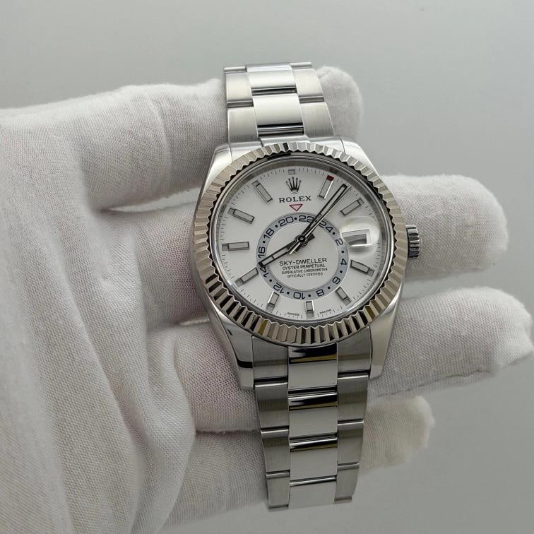 Rolex Sky Dweller 326934 42mm White Dial 18k Gold Stainless Steel Box Paper - 4