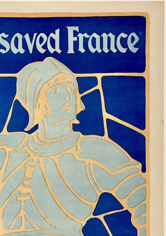 Original Vintage Poster JOAN OF ARC SAVED FRANCE - WOMEN OF BRITAIN Linen Rare! - 3