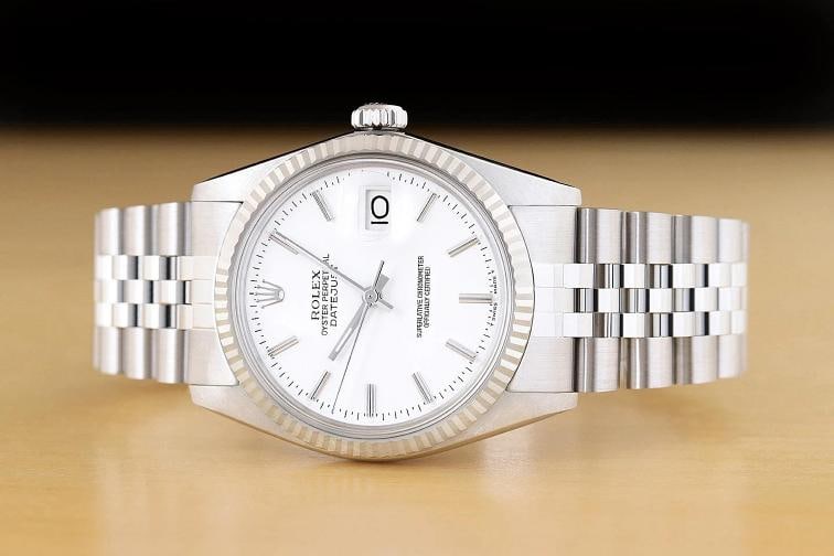 ROLEX MENS DATEJUST 16234 WHITE DIAL 18K WHITE GOLD STAINLESS STEEL WATCH - 3