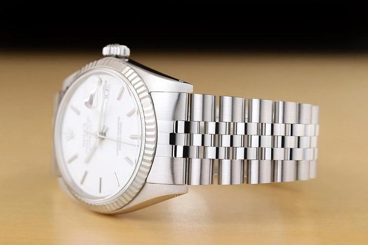 ROLEX MENS DATEJUST 16234 WHITE DIAL 18K WHITE GOLD STAINLESS STEEL WATCH - 4
