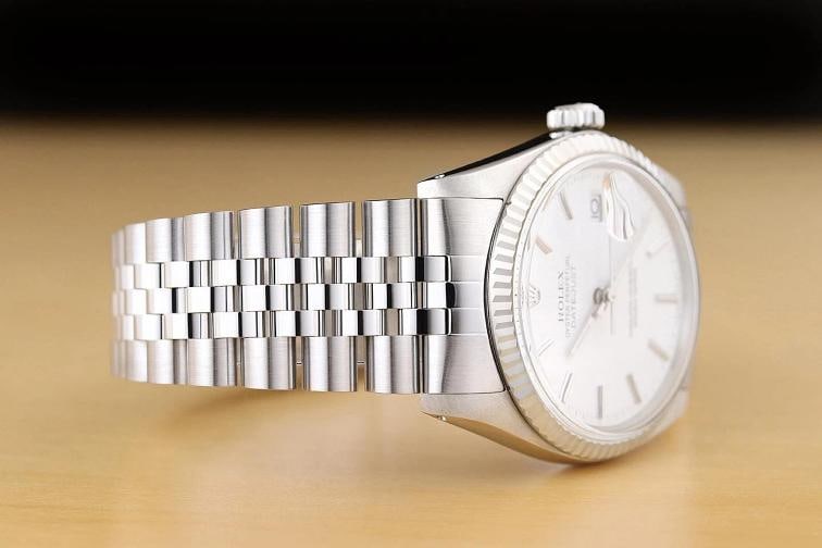 ROLEX MENS DATEJUST 16234 WHITE DIAL 18K WHITE GOLD STAINLESS STEEL WATCH - 6