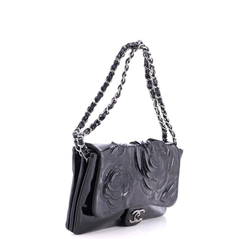 Chanel Tweed Petals Camellia Flap Bag Patent Medium - 2