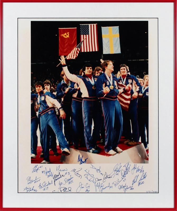 1980 Hockey (21) Herb Brooks, Broten, Eruzione, Craig Signed Framed Photo BAS (1 of 3)