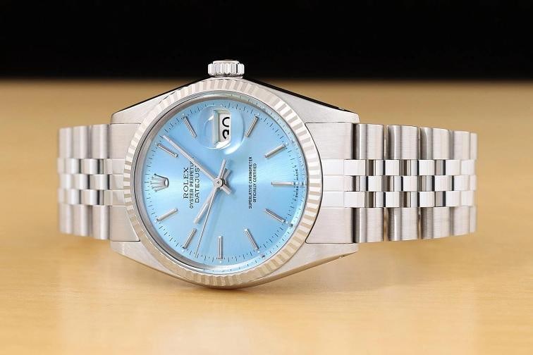 ROLEX MENS DATEJUST 16014 ICE BLUE 18K GOLD STEEL WATCH w/ JUBILEE BRACELET - 2