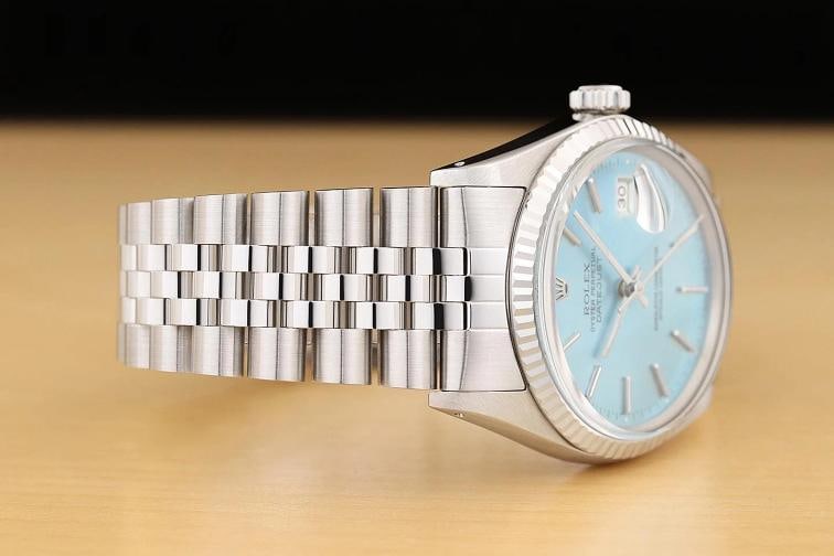 ROLEX MENS DATEJUST 16014 ICE BLUE 18K GOLD STEEL WATCH w/ JUBILEE BRACELET - 6