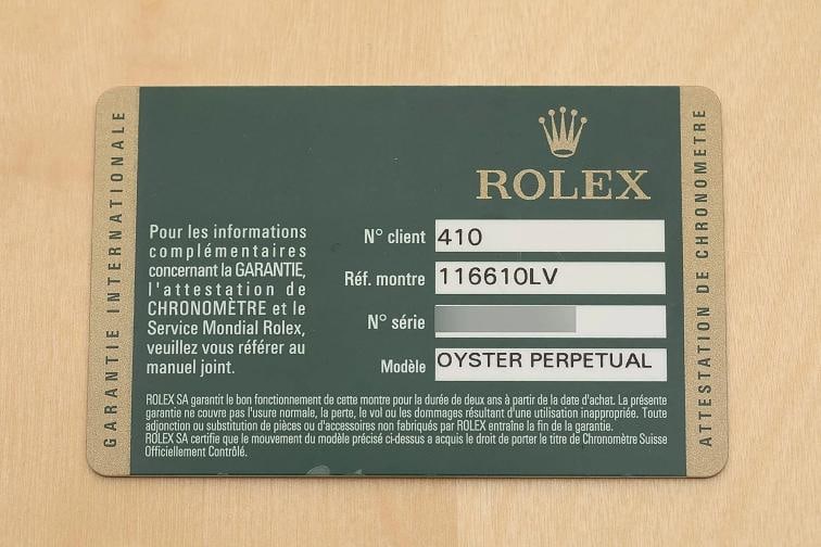 2013 CARD ROLEX SUBMARINER 116610LV 40MM HULK GREEN STEEL WATCH 6/11 LIVE - 4