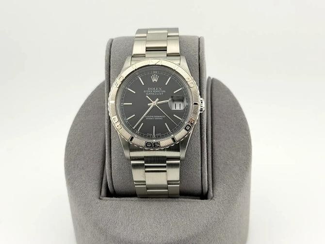 Rolex Datejust Turn O Graph Thunderbird 16264 36mm Black Dial 18k Gold Steel - 6