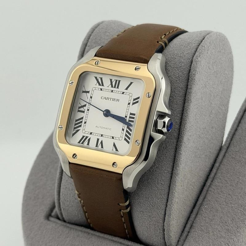 2025 Cartier Santos Medium W2SA0016 35mm Silver Dial 18k Gold Steel Box Paper - 6