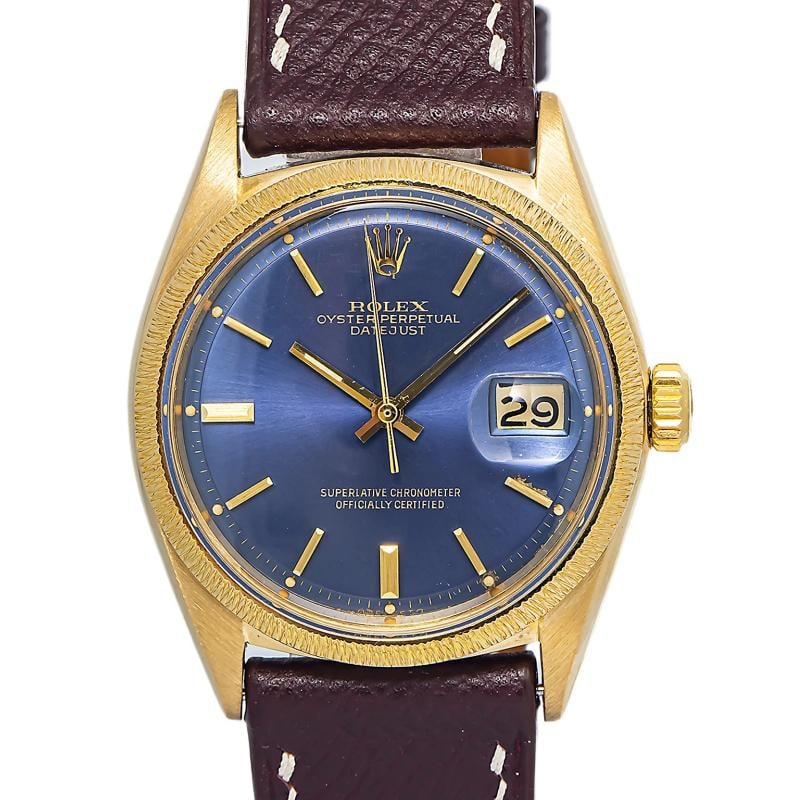 Rolex Datejust 1610 18k Yellow Gold Blue Dial Auto Men's Watch 36mm - 2