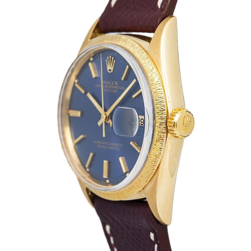 Rolex Datejust 1610 18k Yellow Gold Blue Dial Auto Men's Watch 36mm - 3