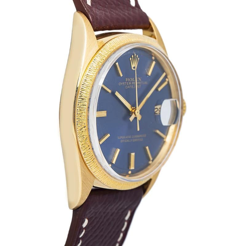 Rolex Datejust 1610 18k Yellow Gold Blue Dial Auto Men's Watch 36mm - 4