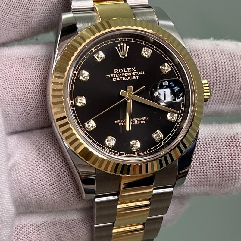 2024 Rolex Datejust 41 126333 Black Diamond Dial 18K Yellow Gold Steel Box Paper - 4